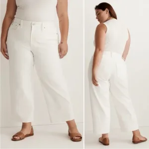 NEW WITH TAGS Madewell Plus Perfect Vintage Wide Leg Crop Jean Tile White 14W