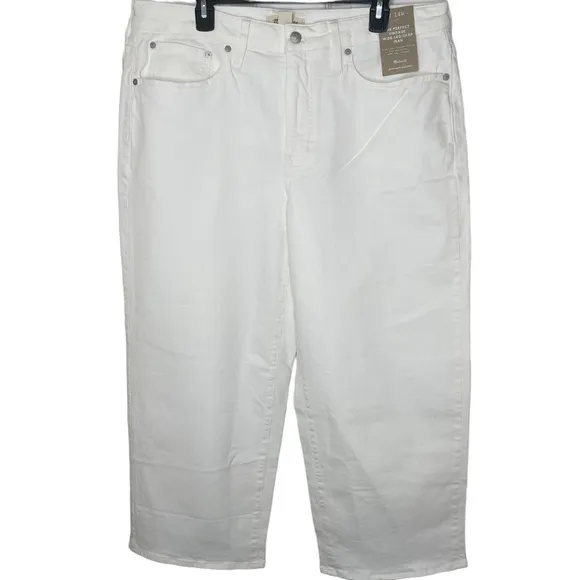 NEW WITH TAGS Madewell Plus Perfect Vintage Wide Leg Crop Jean Tile White 14W