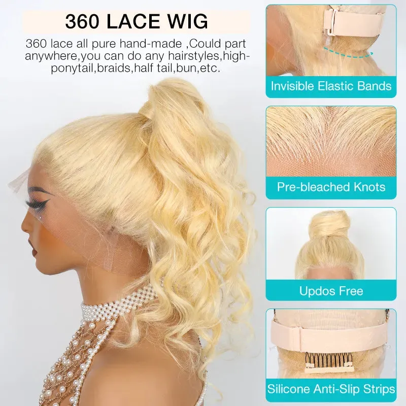 New Year Special | Blonde 3d Body Wave 360 Lace Frontal With Invisi Strap Glueless Wig