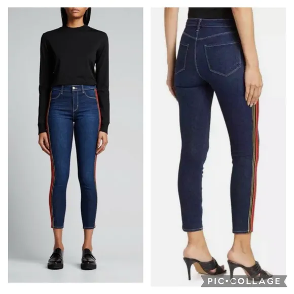 NWOT L'agence Margot Side Stripe Skinny High Rise Ankle Jeans | Size 29