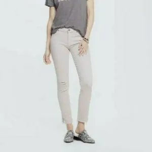 NWOT MOTHER Women Mid-rise Skinny Jeans  Sz 24 Blush The Rascal Ankle Snippet