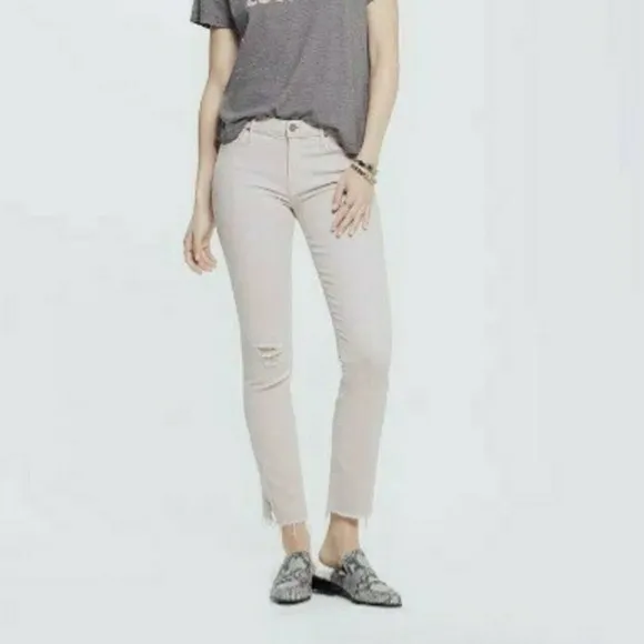 NWOT MOTHER Women Mid-rise Skinny Jeans  Sz 24 Blush The Rascal Ankle Snippet