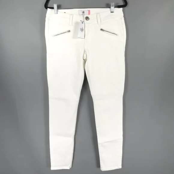 NWT CABI JEANS Zip Skinny White Jeans Style 5306 Size 6