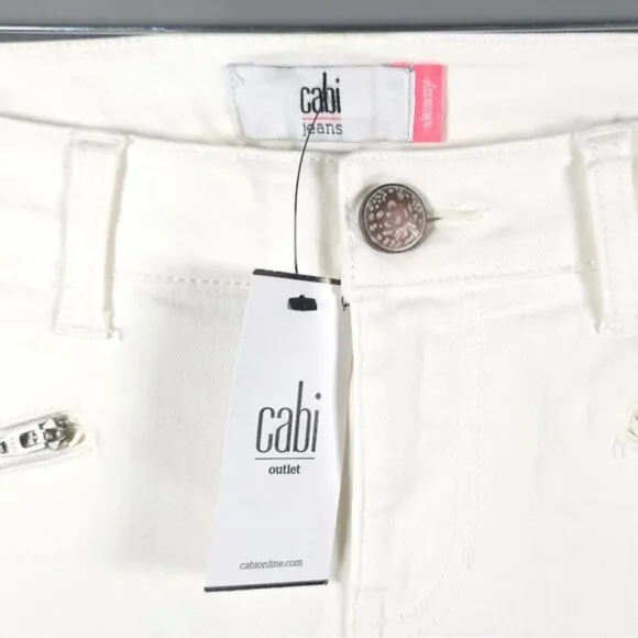 NWT CABI JEANS Zip Skinny White Jeans Style 5306 Size 6
