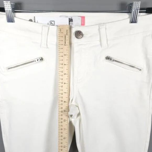 NWT CABI JEANS Zip Skinny White Jeans Style 5306 Size 6