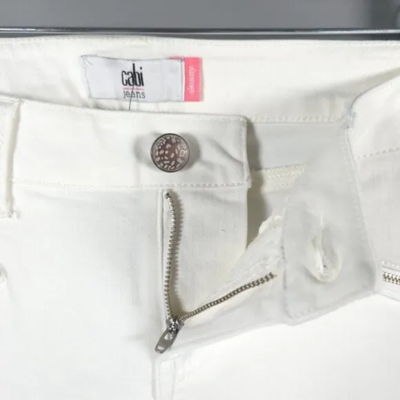 NWT CABI JEANS Zip Skinny White Jeans Style 5306 Size 6