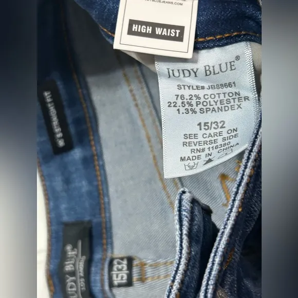 NWT Judy Blue High Rise Tummy Control 90's Straight Jeans size 15