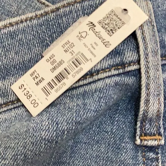 NWT Madewell Kick Out Crop Jeans size 31