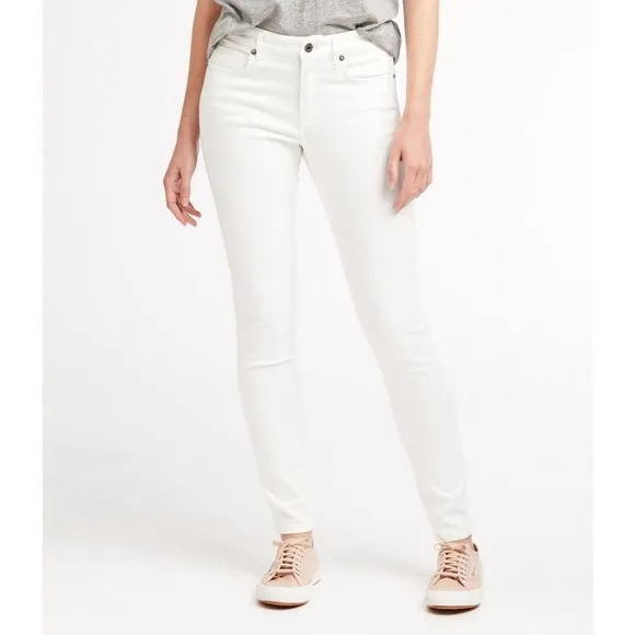 NWT Womens Size 12 12x31 LL Bean White Mid-Rise Signature Premium Skinny Jeans