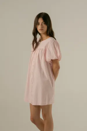 Oak Meadow - Andi Puff Mini Dress in Rosewater Stripe