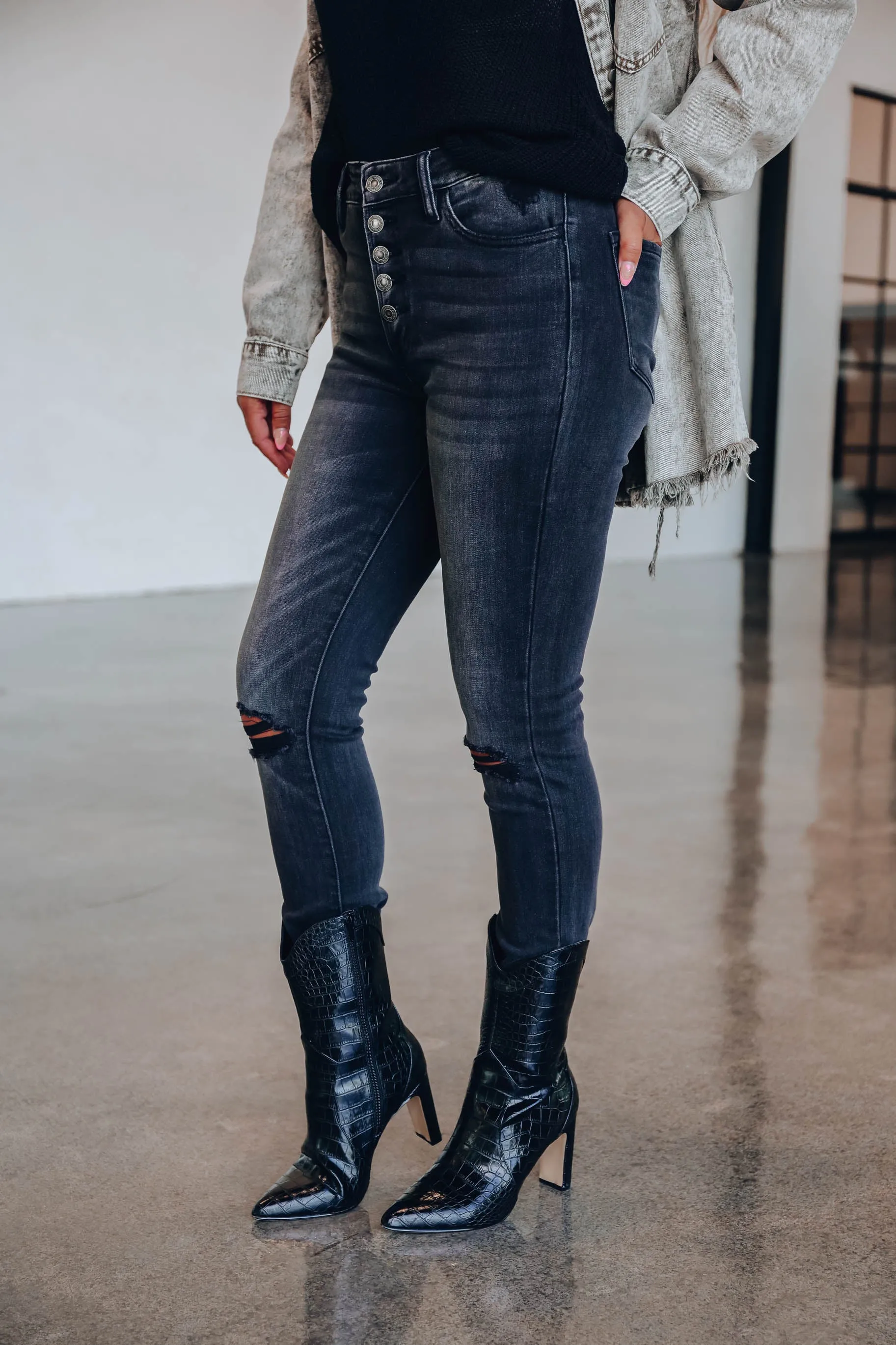 Obsidian Distressed Skinny Jeans