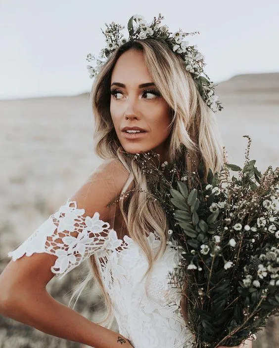 Off Shoulder Lace Mermaid Country Wedding Dresses, WD0278