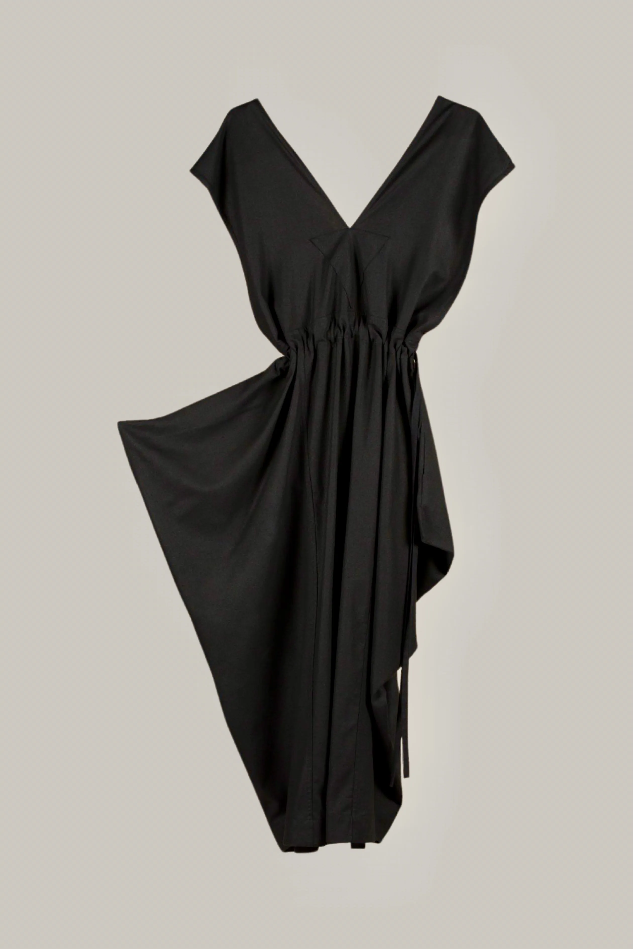 Origami Propeller Dress Black Kohl Raw Silk {Made to Order}
