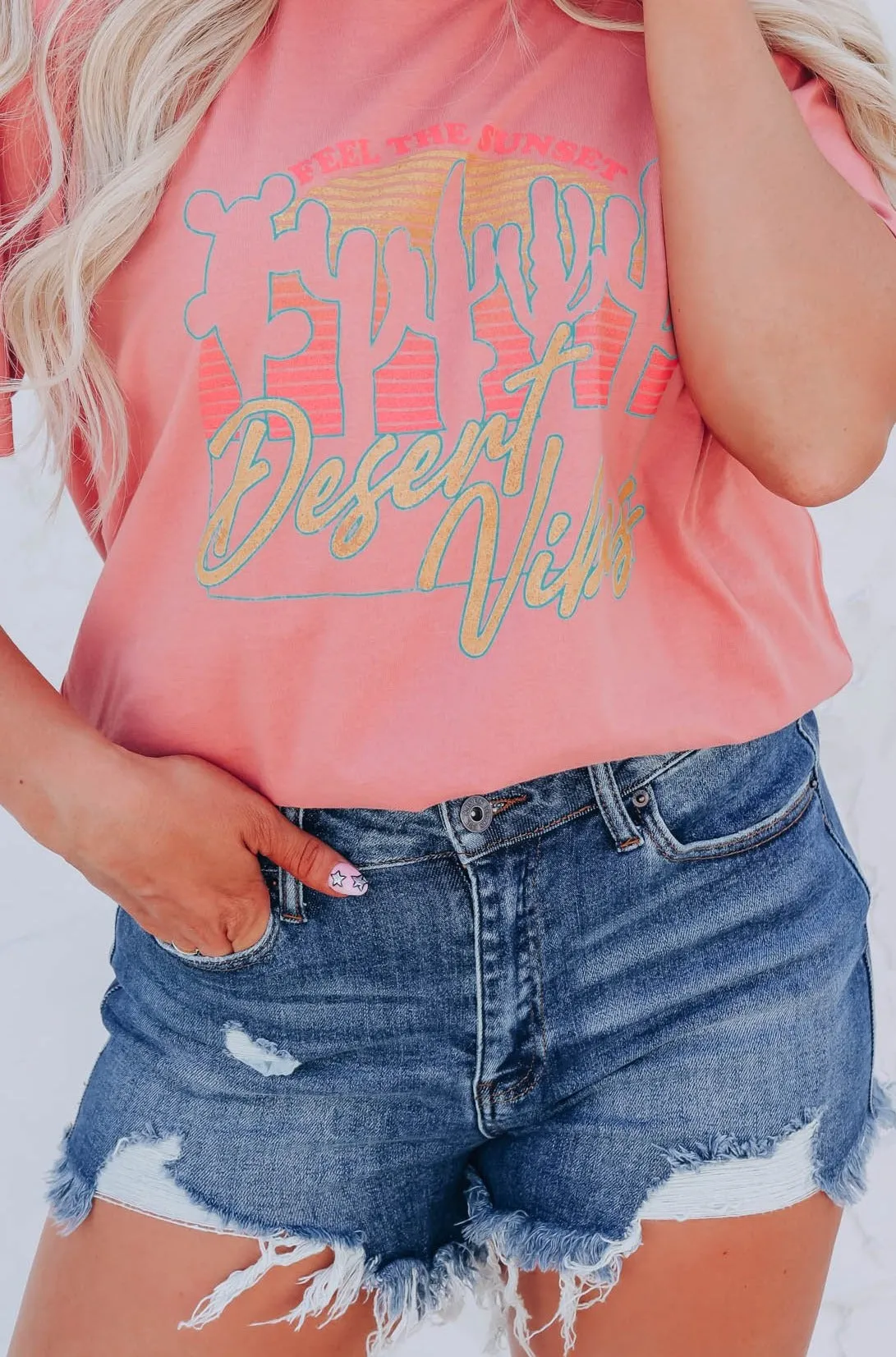 Orlando High Waist Denim Shorts - Medium Wash