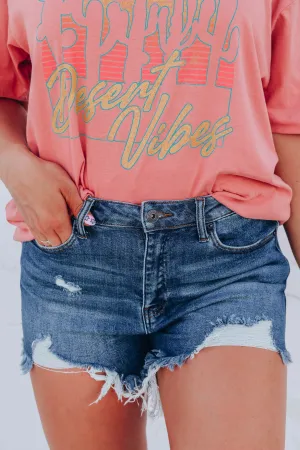 Orlando High Waist Denim Shorts - Medium Wash