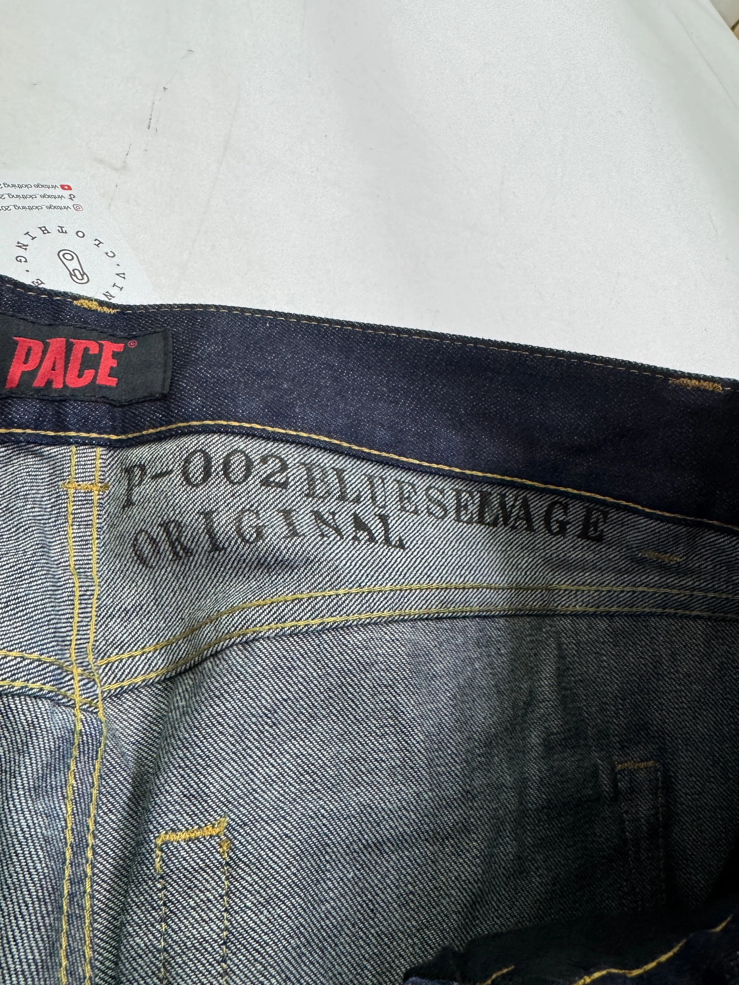 Pace Limited Edition W33 L34 cimosa jeans nuovo Deadstock red line selvedge