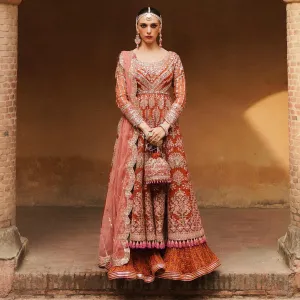 Pakistani Bridal Pishwas Frock and Royal Sharara Dress