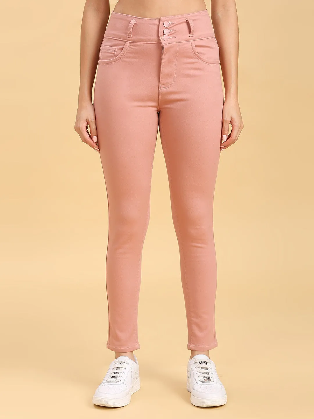 Peach Skinny Fit Jeans With Insert Pockets