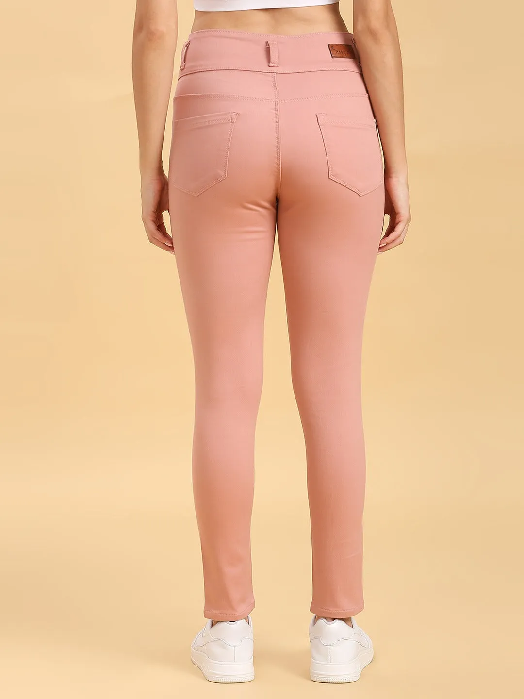 Peach Skinny Fit Jeans With Insert Pockets