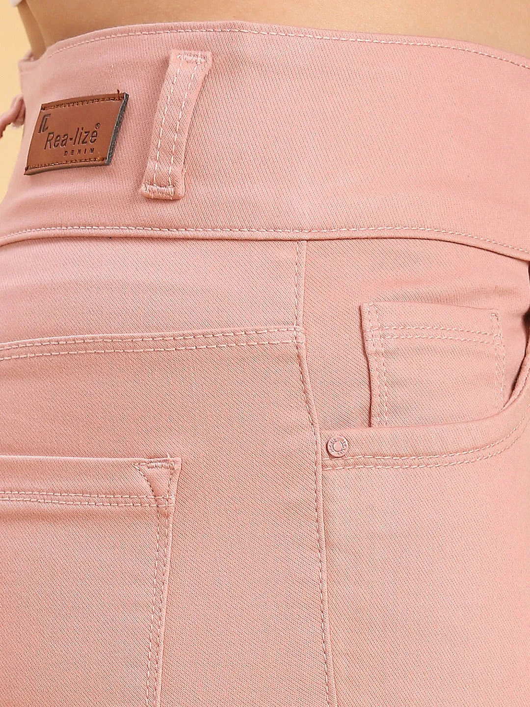 Peach Skinny Fit Jeans With Insert Pockets