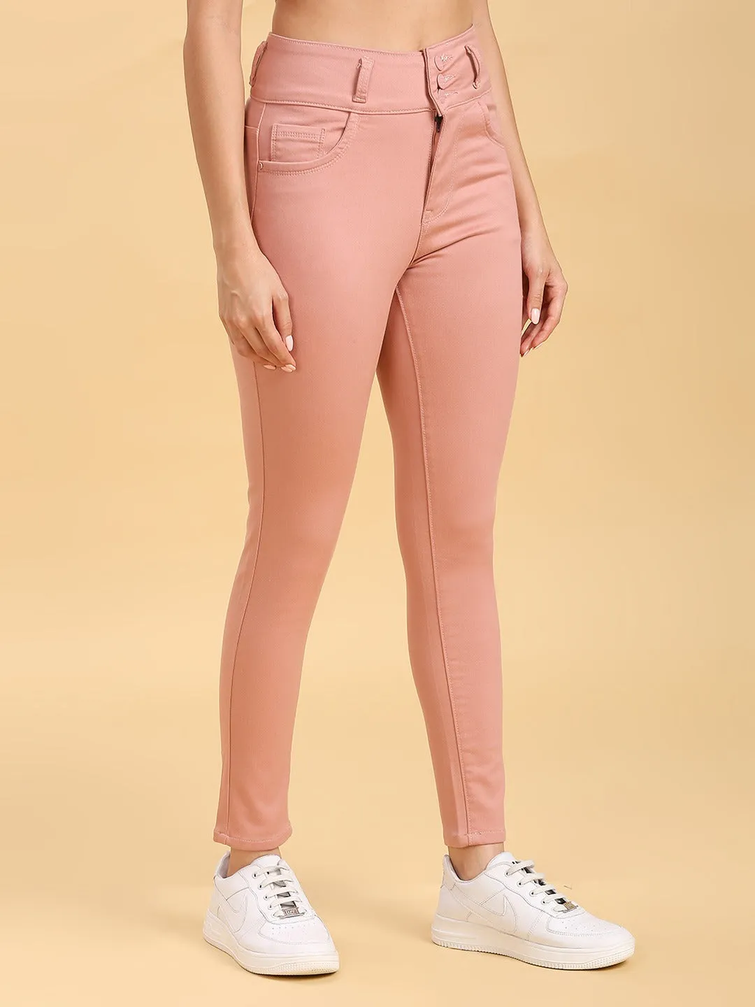Peach Skinny Fit Jeans With Insert Pockets