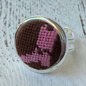 Pink Cowboy Boot Needlepoint Ring