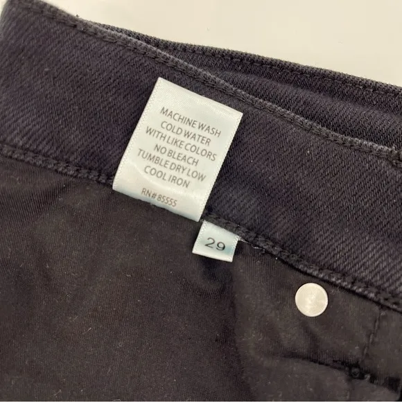 Pistola Teagan High Waist Slit Cuff Slim Leg Black Vinyl Women's Jeans Size 29