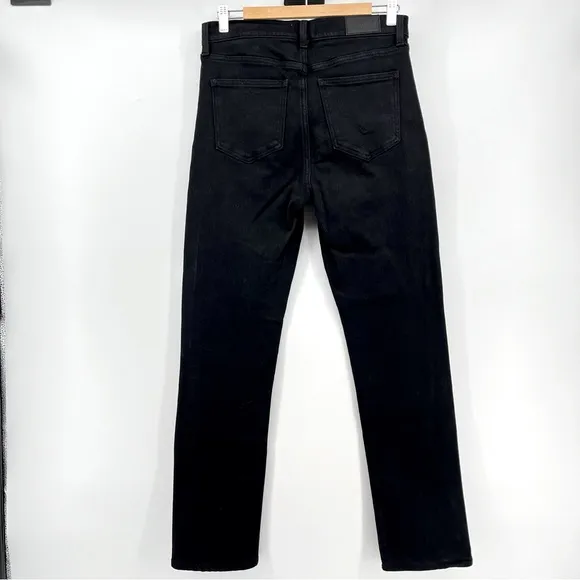 Pistola Teagan High Waist Slit Cuff Slim Leg Black Vinyl Women's Jeans Size 29