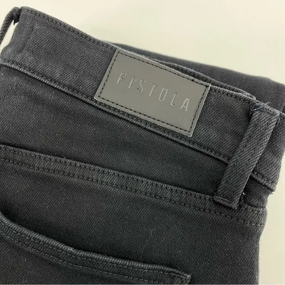 Pistola Teagan High Waist Slit Cuff Slim Leg Black Vinyl Women's Jeans Size 29
