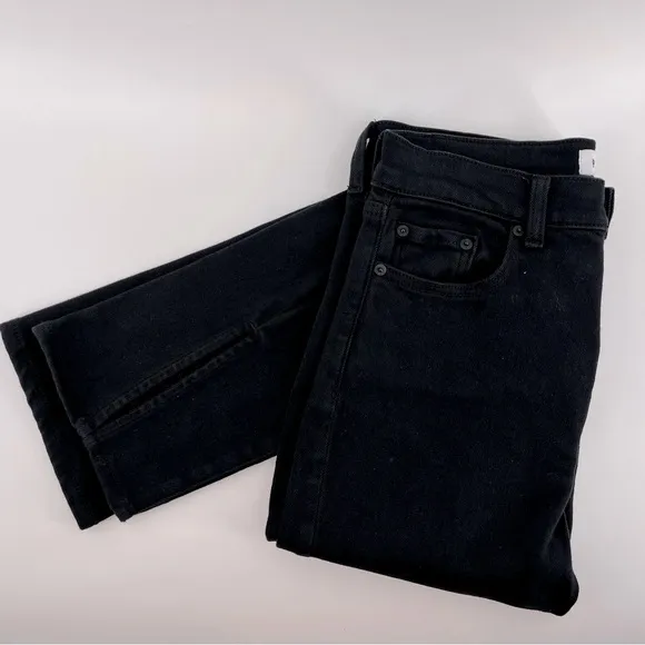 Pistola Teagan High Waist Slit Cuff Slim Leg Black Vinyl Women's Jeans Size 29
