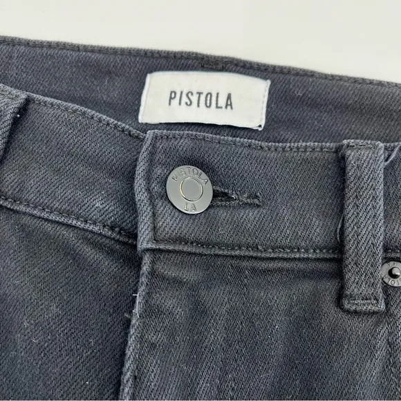 Pistola Teagan High Waist Slit Cuff Slim Leg Black Vinyl Women's Jeans Size 29