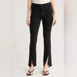 Pistola Teagan High Waist Slit Cuff Slim Leg Black Vinyl Women's Jeans Size 29