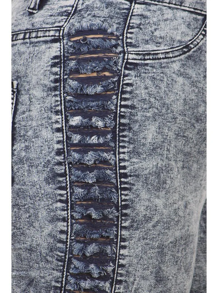 Plus Size Vintage 80's Slashed Sides Acid Wash Jeans