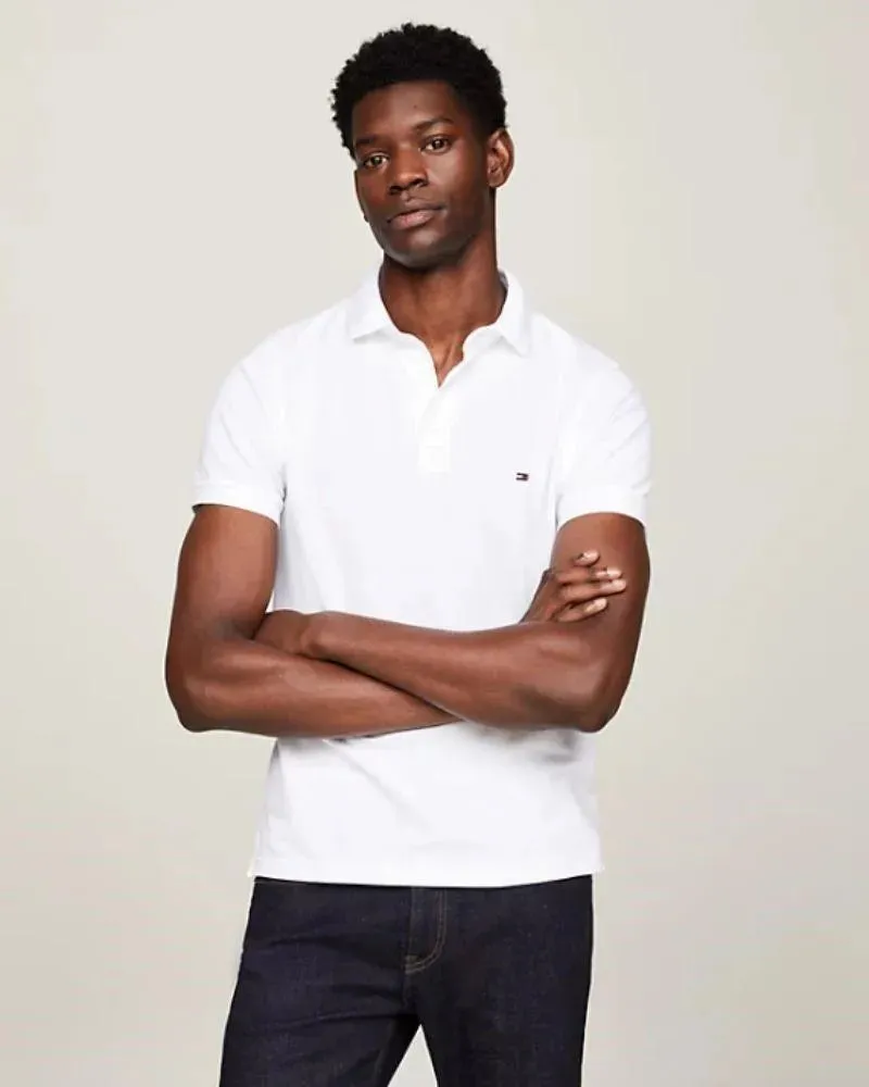 Polo Tommy Jeans Slim Placket Blanco