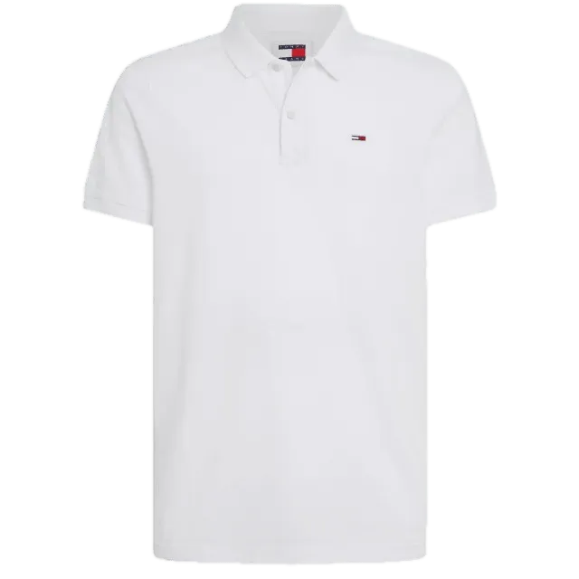 Polo Tommy Jeans Slim Placket Blanco