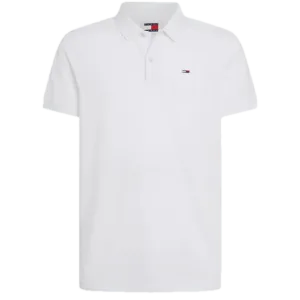 Polo Tommy Jeans Slim Placket Blanco