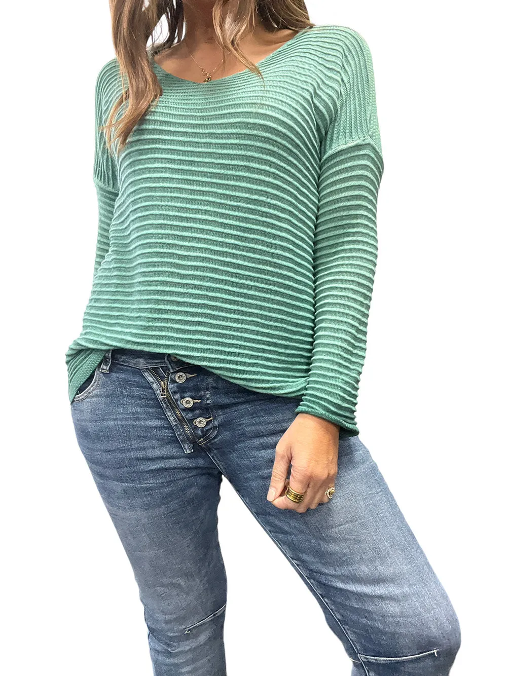 Portofino Button Zip Jeans - DENIM
