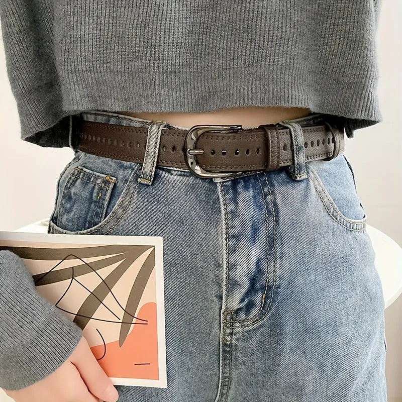 Preppy Style Women's Belt Faux Leather Hollow Accessory