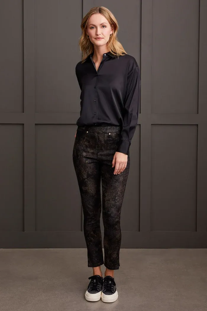 Pull On Slim Ankle with Bronze Foil Print