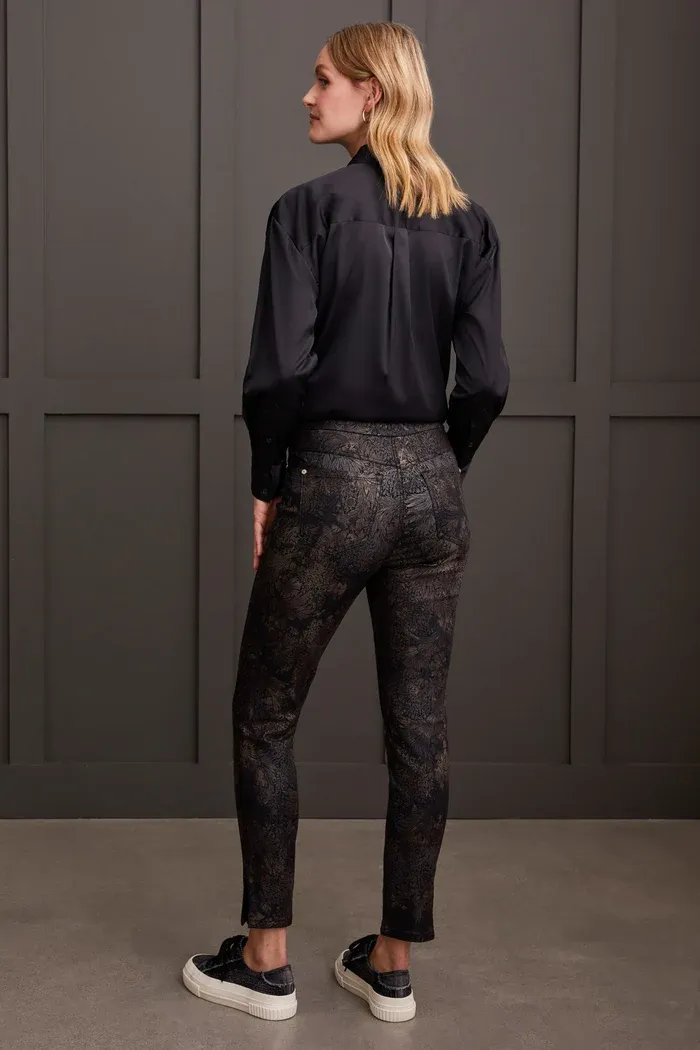 Pull On Slim Ankle with Bronze Foil Print