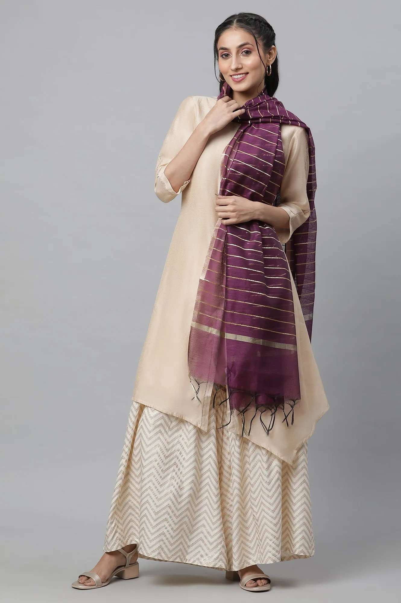 Purple Stripe Dupatta