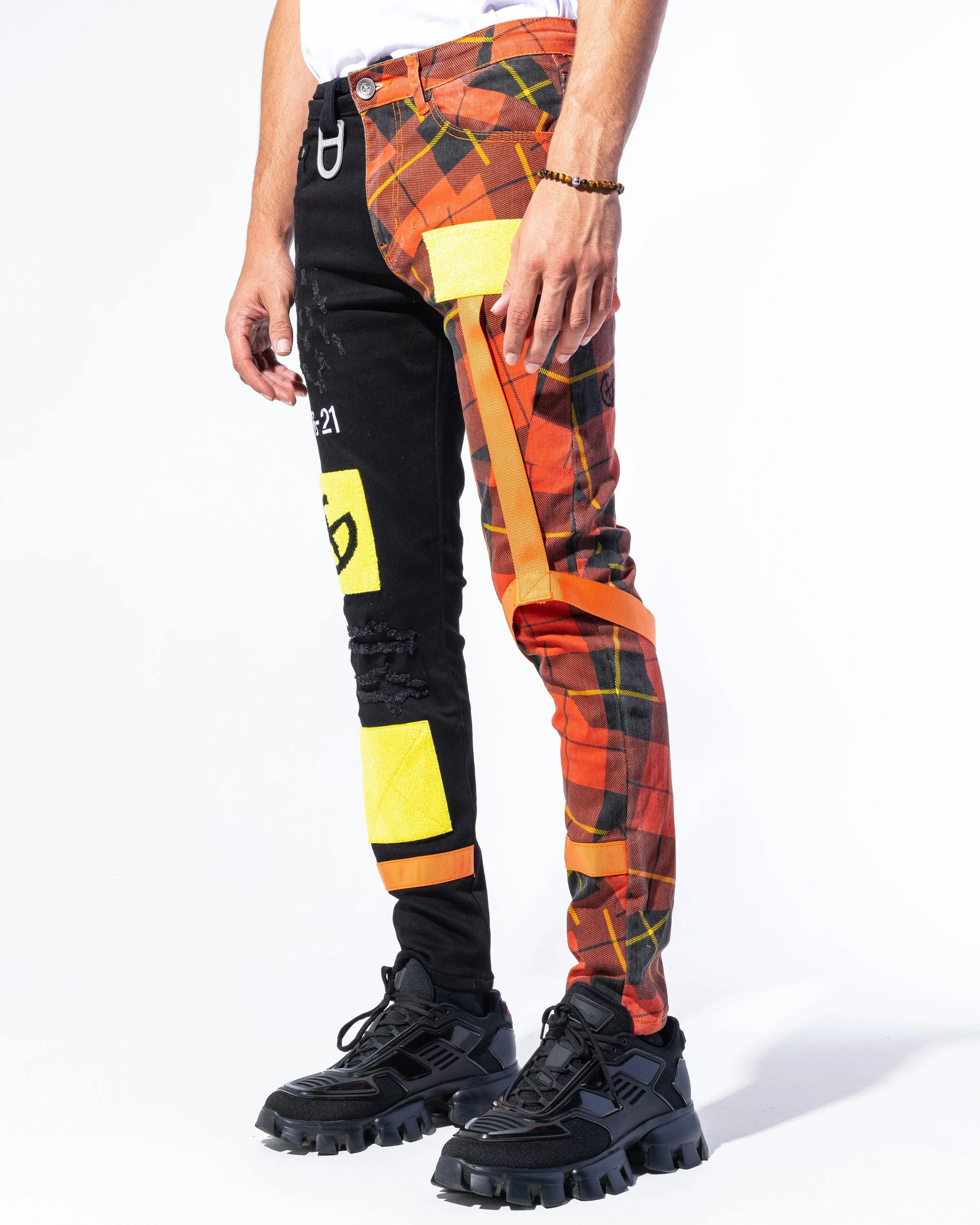 "DEFENDER" Black/Red Tartan Combo