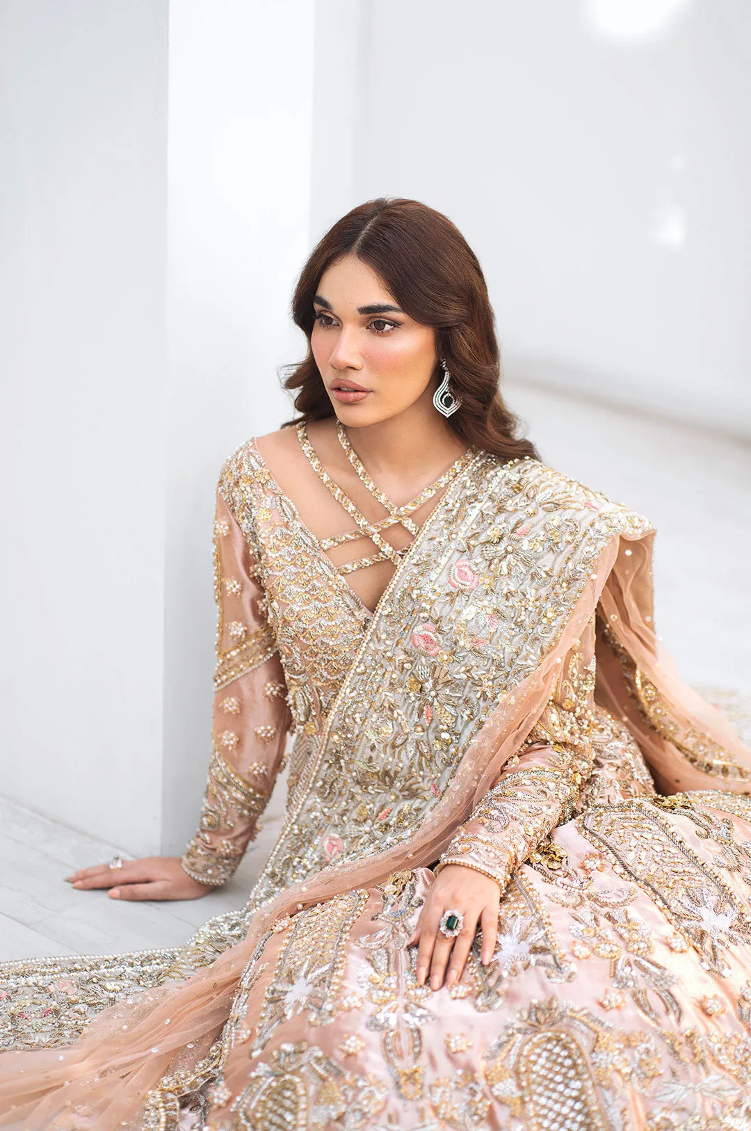 Rani Pink Lehenga Gown Pakistani Wedding Dresses