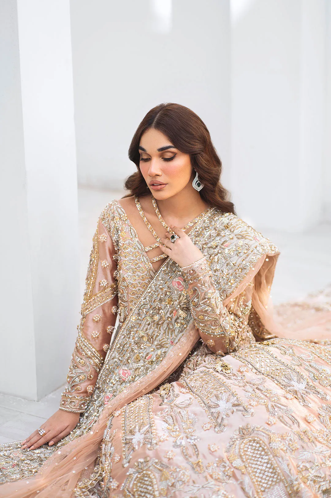 Rani Pink Lehenga Gown Pakistani Wedding Dresses