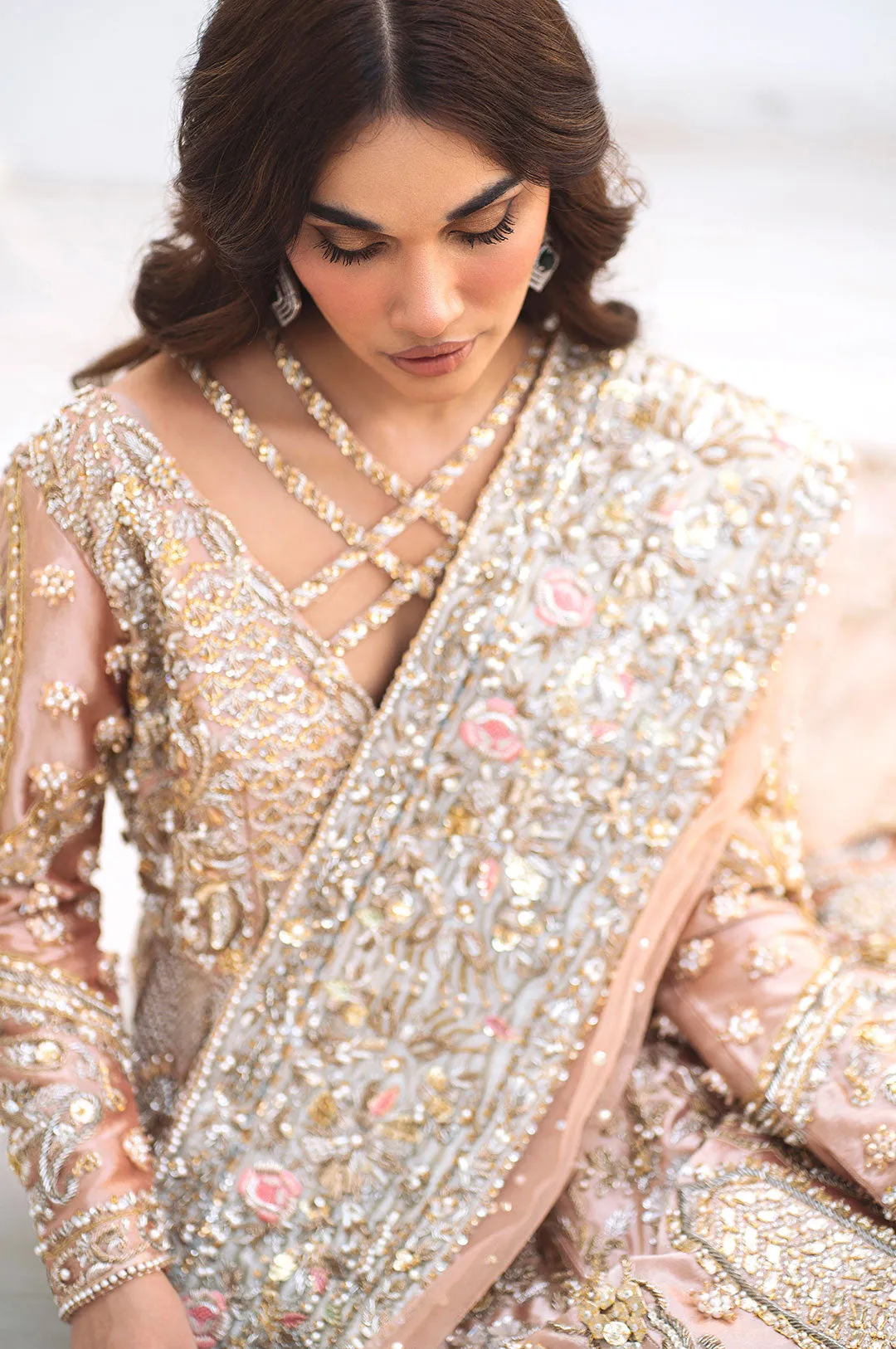Rani Pink Lehenga Gown Pakistani Wedding Dresses