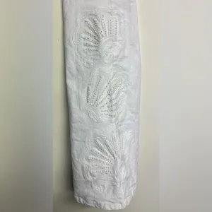 RARE Lilly Pulitzer White Jeans, Embroidered and Beading Below Knee, Size 4