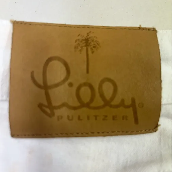 RARE Lilly Pulitzer White Jeans, Embroidered and Beading Below Knee, Size 4