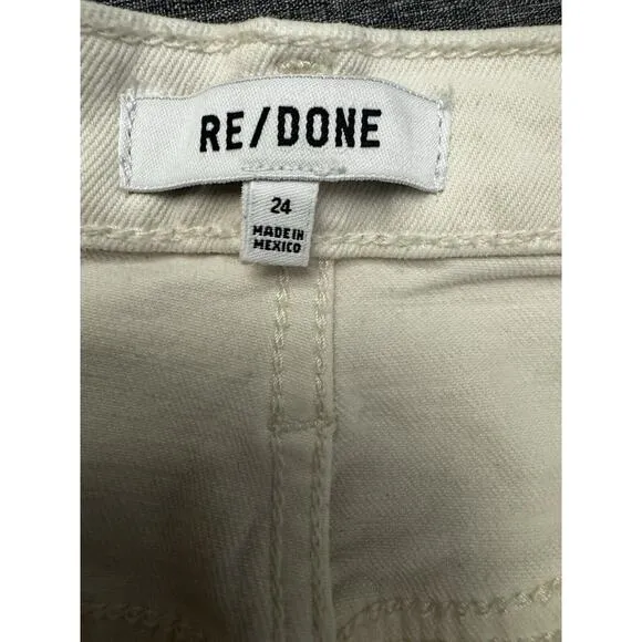 RE/DONE 70s Stove Pipe High Rise Straight Ankle Jeans in Vintage White size 24