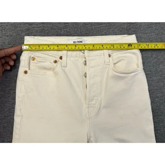 RE/DONE 70s Stove Pipe High Rise Straight Ankle Jeans in Vintage White size 24