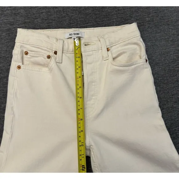 RE/DONE 70s Stove Pipe High Rise Straight Ankle Jeans in Vintage White size 24